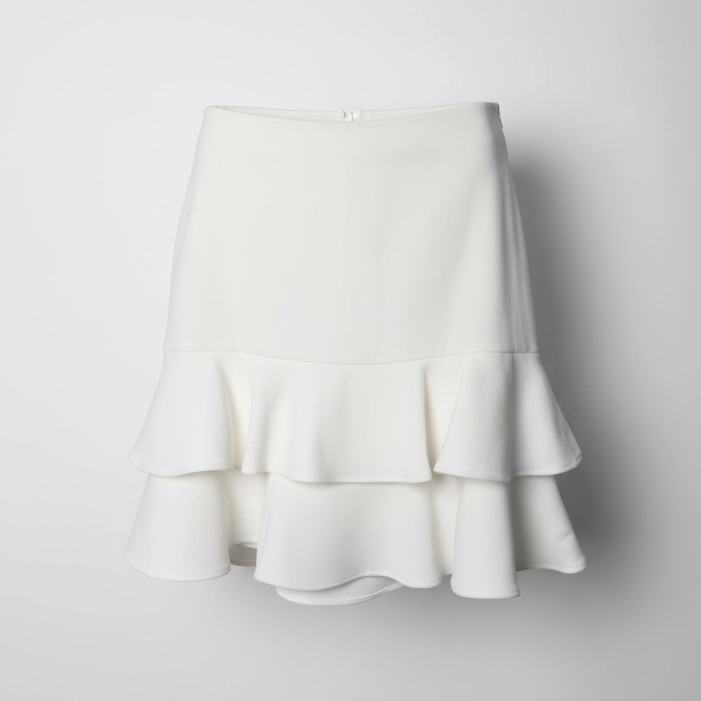 Sunday Best White Tiered Ruffle Mini Skirt – Size 00 - Picture 2 of 9